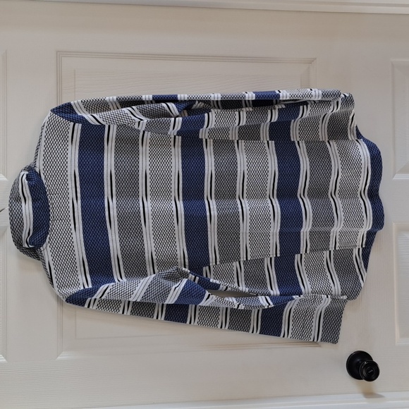 Erin London Full Zip Lightweight Strip Athletic Stretch Oversized Spring Jacket - Picture 5 of 8